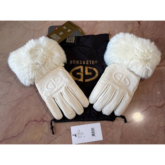 Goldbergh Lady Gloves in Cream Size 7 Womens Faux Fur Winter Skiing Gloves - Picture 3 of 8